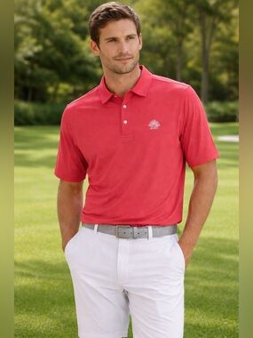 peter millar summer comfort polo shirt Men’s Large ROCC Club made in Korea